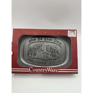 Vintage WILTON Pewter Give Us This Day Our Daily‎ Bread Metal Tray Made In USA